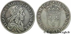 LOUIS XIII LE JUSTE Écu, buste drapé et cuirassé (2e buste de Jean Warin) 1643 Paris, Monnaie de Matignon TB+/TTB