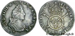 LOUIS XIV &nbsp;THE SUN KING&nbsp; Douzième d&nbsp;écu aux insignes, buste du type aux palmes 1702 Lyon