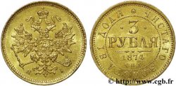 RUSSIE - ALEXANDRE II 3 roubles en or 1874 Saint-Pétersbourg