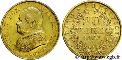 VATICAN - PIE IX (Jean-Marie Mastai Ferretti) 20 lire, grand buste 1866 Rome