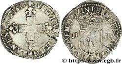 LOUIS XIII  Quart d&nbsp;écu, à la croix fleurdelisée, titulature côté croix 1633 Bayonne XF