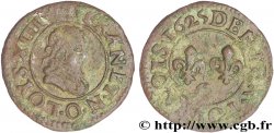 LOUIS XIII LE JUSTE Denier tournois, type 2 de Riom (col fraisé) 1625 Riom