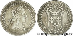 LOUIS XIII  Quart d&nbsp;écu, buste drapé et cuirassé (2e buste de Jean Warin) 1643 Lyon