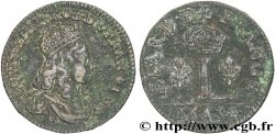 LOUIS XIV &nbsp;THE SUN KING&nbsp; Liard de France à l&nbsp;L couronnée 1654 Paris XF/VF