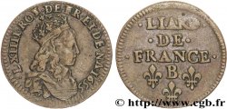 LOUIS XIV LE GRAND OU LE ROI SOLEIL Liard de cuivre, 2e type 1655 Pont-de-l’Arche