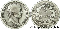 2 francs Napoléon Ier tête laurée, Empire français 1809 Bordeaux F.255/4