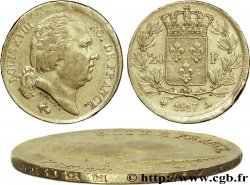 20 francs or Louis XVIII, tête nue, frappe décentrée 1817 Paris F.519/5