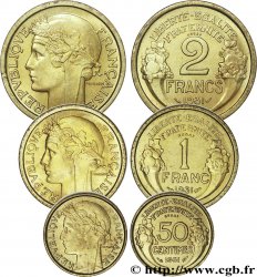 Boîte des essais de 50 centimes, 1 et 2 francs de Morlon 1931 Paris  MS 
