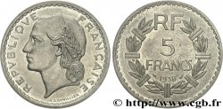 5 Francs Lavrillier nickel, frappe courante 1938 Paris F.336/7