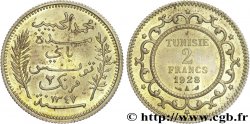 TUNISIE - PROTECTORAT FRANÇAIS - MOHAMED EL HABIB BEY Epreuve de 2 francs en bronze aluminium ou en laiton - Essai 1928 Paris