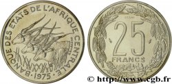STATI DI L  AFRICA CENTRALE Essai de 25 Francs grandes antilopes 1975 Paris