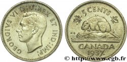 CANADA - GEORGE VI Épreuve de 5 cents en laiton 1937 