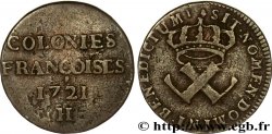 LOUIS XV DIT LE BIEN AIMÉ Neuf deniers, colonies françoises 1721 La Rochelle