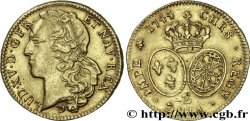 LOUIS XV DIT LE BIEN AIMÉ Double louis d’or aux écus ovales, tête ceinte d’un bandeau 1744 Grenoble