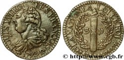 LOUIS XVI (MONARQUE CONSTITUTIONNEL)  3 deniers dit &nbsp;au faisceau&nbsp;, type FRANCOIS 1792 Lyon