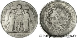 5 francs Union et Force, Union serré, avec glands, listel par virole 1796 Paris F.287/1