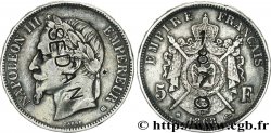 5 francs Napoléon III, tête laurée, contremarqué SEDAN au droit et 1870 au revers 1868 Strasbourg F.331/13