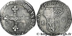 HENRI IV LE GRAND Quart d écu, croix bâtonnée et fleurdelisée de face 1608 La Rochelle