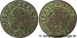 HENRY IV Double tournois, 2e type de Châlons-sur-Marne 1591 Châlons-en-Champagne