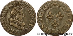LOUIS XIII LE JUSTE Double tournois, type 5 de Paris 1628 Paris
