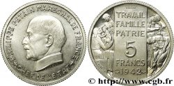 Essai grand module de 5 francs Pétain en nickel de Bazor et Galle 1942 Paris VG.5610