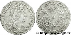 LOUIS XIV &nbsp;THE SUN KING&nbsp; Dixième d&nbsp;écu aux trois couronnes 1711 Dijon
