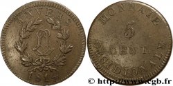 5 cent. Anvers au double L, frappe de l’atelier de Wolschot 1814  Anvers F.115D/1 var.