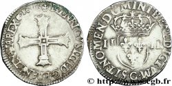 HENRY IV Quart d écu, croix batonnée et couronnée de face 1600 Saint-Lô