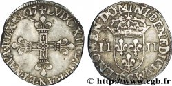 LOUIS XIII LE JUSTE Quart d&nbsp;écu, à la croix fleurdelisée, titulature côté croix 1617 Saint-Lô TTB