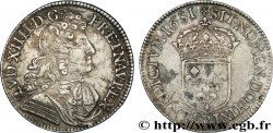 LOUIS XIV LE GRAND OU LE ROI SOLEIL Demi-écu à la cravate dit du  Parlement  1681 Rouen TTB