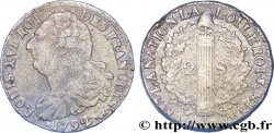 LOUIS XVI (MONARQUE CONSTITUTIONNEL)  2 sols dit &nbsp;au faisceau&nbsp;, type FRANÇOIS 1792 Pau TTB