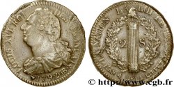 LOUIS XVI (MONARQUE CONSTITUTIONNEL)  2 sols dit &nbsp;au faisceau&nbsp;, type FRANÇAIS 1792 Strasbourg