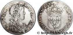 LOUIS XIV LE GRAND OU LE ROI SOLEIL Demi-écu à la mèche longue 1654 Nantes