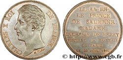 Pièce de plaisir, module de 5 francs, pour la visite de la Monnaie de Paris par le prince de Salerne et la duchesse de Berry 1825 Paris VG.2630 