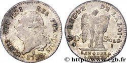 LOUIS XVI (MONARQUE CONSTITUTIONNEL)  30 sols dit  au génie , type FRANÇOIS 1792 Limoges TTB+/TTB