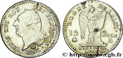 LOUIS XVI (MONARQUE CONSTITUTIONNEL)  15 sols dit &nbsp;au génie&nbsp;, type FRANÇOIS 1791 Rouen