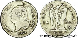 LOUIS XVI (MONARQUE CONSTITUTIONNEL)  15 sols dit &nbsp;au génie&nbsp;, type FRANÇOIS 1791 Toulouse