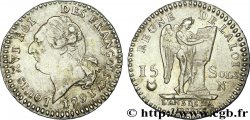 LOUIS XVI (MONARQUE CONSTITUTIONNEL)  15 sols dit &nbsp;au génie&nbsp;, type FRANÇOIS 1791 Montpellier