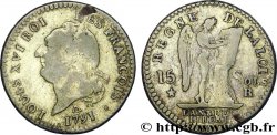 LOUIS XVI (MONARQUE CONSTITUTIONNEL)  15 sols dit &nbsp;au génie&nbsp;, type FRANCOIS 1791 Orléans
