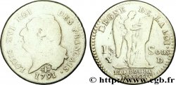 LOUIS XVI (MONARQUE CONSTITUTIONNEL)  15 sols dit &nbsp;au génie&nbsp;, type FRANCAIS 1791 Lyon B