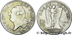 LOUIS XVI (MONARQUE CONSTITUTIONNEL)  15 sols dit &nbsp;au génie&nbsp;, type FRANCAIS 1792 Lyon TTB