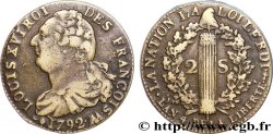 LOUIS XVI (MONARQUE CONSTITUTIONNEL)  2 sols dit &nbsp;au faisceau&nbsp;, type FRANÇOIS 1792 Metz