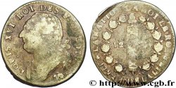 LOUIS XVI (MONARQUE CONSTITUTIONNEL)  12 deniers dit &nbsp;au faisceau&nbsp;, type FRANCOIS 1792 Pau