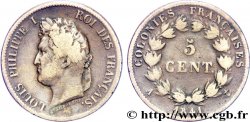 COLONIE FRANCESI - Luigi Filippo, per Guadalupa 5 centimes 1841 Paris