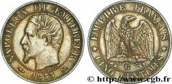 Cinq centimes Napoléon III, tête nue, différent levrette 1855 Rouen F.116/18
