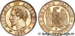 Cinq centimes Napoléon III, tête nue, différent ancre 1855 Rouen F.116/19