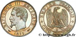 Cinq centimes Napoléon III, tête nue, différent levrette 1855 Lyon F.116/22