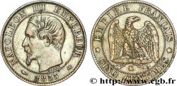 Cinq centimes Napoléon III, tête nue, différent levrette 1855 Bordeaux F.116/24