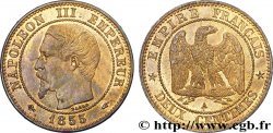 Deux centimes Napoléon III, tête nue, différent ancre 1855 Paris F.107/20 AU 