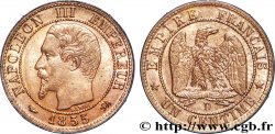 Un centime Napoléon III, tête nue, différent levrette 1855 Lyon F.102/19 fST 